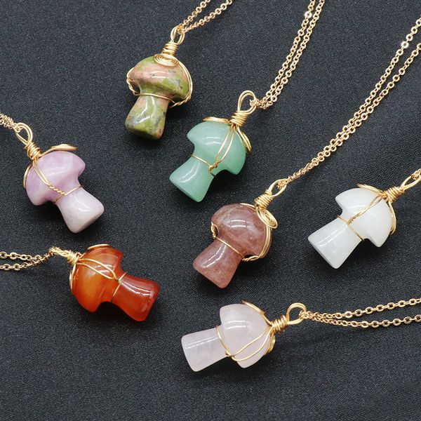 natural stone wire wrap carving mushroom necklaces rose quartz opal crystal amethyst necklace for women jewelry, Silver
natural stone wire wrap carving mushroom necklaces rose quartz opal crystal amethyst necklace for women jewelry, Silver