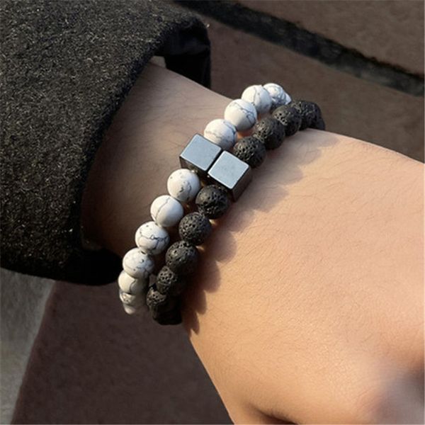 fashion hand chakras mens designer bracelet 2pcs/set 8mm white turquoise lava stone beaded black man elastic couples bracelets womens bangle
fashion hand chakras mens designer bracelet 2pcs/set 8mm white turquoise lava stone beaded black man elastic couples bracelets womens bangle