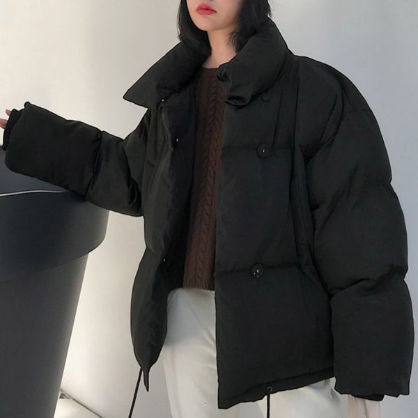 women s down parka stand collar solid black white short coats korean style winter thickening jackets loose female 221128
women s down parka stand collar solid black white short coats korean style winter thickening jackets loose female 221128