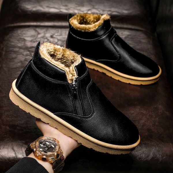 boots winter men's ankle boots side zipper pu men's boots outdoor waterproof warm men walking shoes comfortable high cotton shoes, Black
boots winter men's ankle boots side zipper pu men's boots outdoor waterproof warm men walking shoes comfortable high cotton shoes, Black