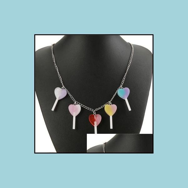 pendant necklaces 1pc cute mticolor resin heart lollipop necklace for children birthday gift woman jewelry drop delivery neck dhgarden dh6wm, Silver 
pendant necklaces 1pc cute mticolor resin heart lollipop necklace for children birthday gift woman jewelry drop delivery neck dhgarden dh6wm, Silver
