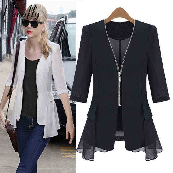 peonfly chiffon ruffles solid blazers jacket half sleeve women patchwork jackets short 2022 spring korean slim jacket j220813, White;black
peonfly chiffon ruffles solid blazers jacket half sleeve women patchwork jackets short 2022 spring korean slim jacket j220813, White;black