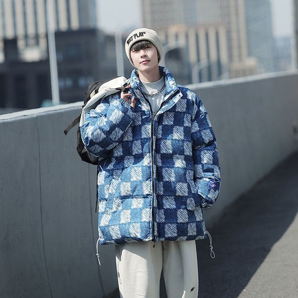 men's down parkas streetwear trend plaid coat winter warm thicken windproof and waterproof retro comfortable puffer jacket 221128, Black
men's down parkas streetwear trend plaid coat winter warm thicken windproof and waterproof retro comfortable puffer jacket 221128, Black