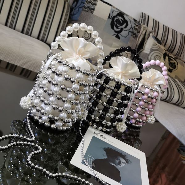 evening bags handmade weave pink white pearl silver metal beaded chic design bucket handbag for womens wedding party clutches 221128
evening bags handmade weave pink white pearl silver metal beaded chic design bucket handbag for womens wedding party clutches 221128