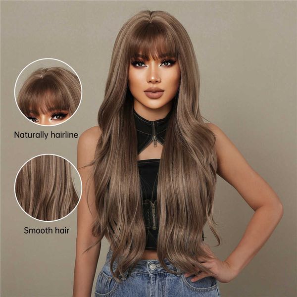 headwear hair accessories with bangs hair wigs long layered brown natural wavy synthetic wigs for white women
headwear hair accessories with bangs hair wigs long layered brown natural wavy synthetic wigs for white women