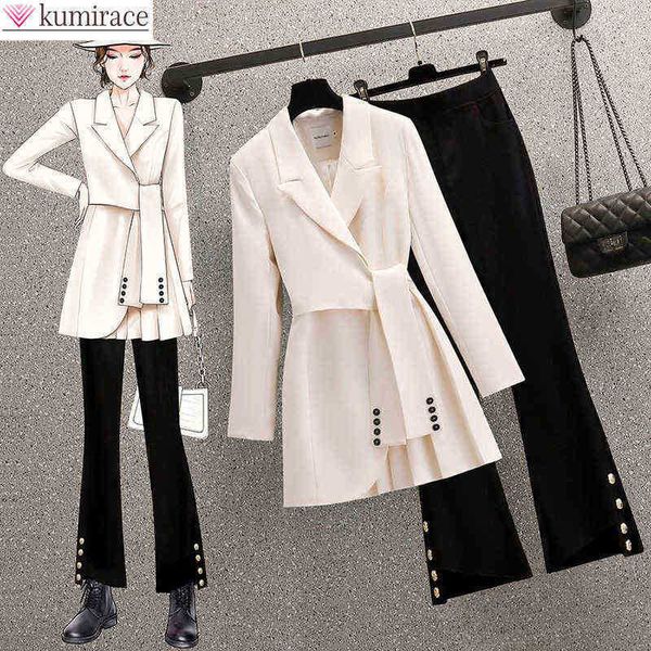 2022 summer new elegant women pants suit fashion casual blazer black pants two piece boutique jacket female clothing j220813, White;black
2022 summer new elegant women pants suit fashion casual blazer black pants two piece boutique jacket female clothing j220813, White;black