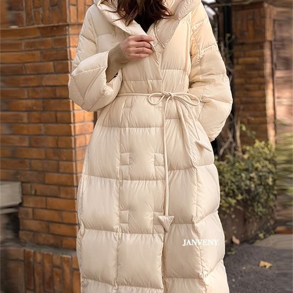 women s down parkas janveny luxury belted puffer jacket women winter hooded long 90 white duck coat thicken warm loose casual 221128, Black
women s down parkas janveny luxury belted puffer jacket women winter hooded long 90 white duck coat thicken warm loose casual 221128, Black