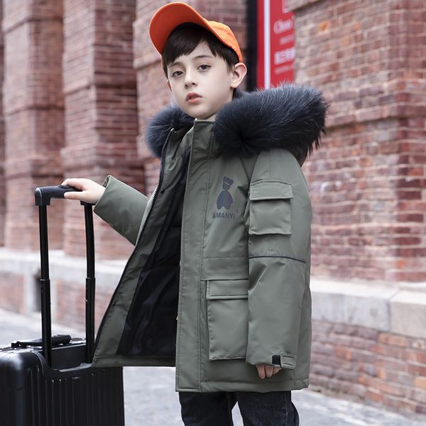 down coat winter 514 years old fashion british boy parker print fluorescent bear hooded fur neck down jacket for 221129, Blue;gray
down coat winter 514 years old fashion british boy parker print fluorescent bear hooded fur neck down jacket for 221129, Blue;gray