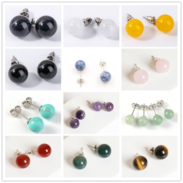 6mm 8mm natural stone stud amethyst pink crystal tiger eyes red green yellow agate earrings women jewelry ol tyle, Golden;silver
6mm 8mm natural stone stud amethyst pink crystal tiger eyes red green yellow agate earrings women jewelry ol tyle, Golden;silver