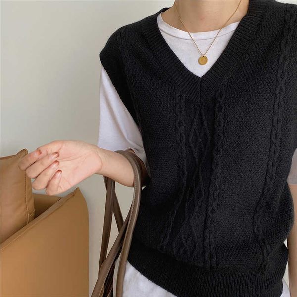 women's sweaters jmprs knitted women vest sweater loose fashion korean sleeveless sweater vest casual solid fall female cotton jumper n, White;black
women's sweaters jmprs knitted women vest sweater loose fashion korean sleeveless sweater vest casual solid fall female cotton jumper n, White;black