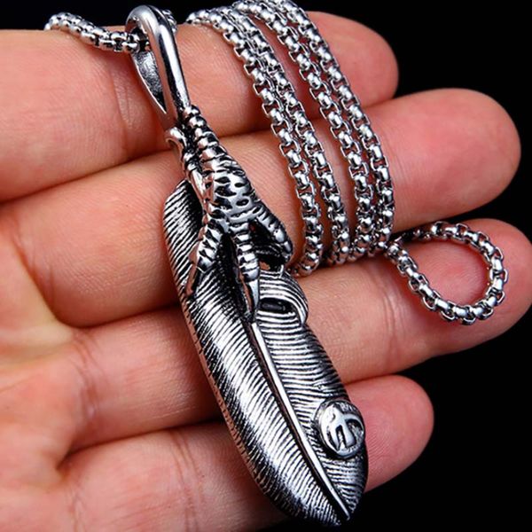punk eagle claw feather necklaces pendant stainless steel ancient silver necklace women men nightclub hip hop fashion fine jewelry
punk eagle claw feather necklaces pendant stainless steel ancient silver necklace women men nightclub hip hop fashion fine jewelry