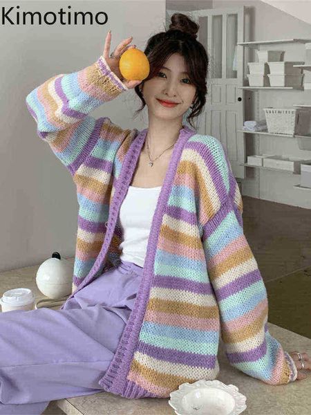 women's sweaters kimotimo women colorful stripes long sleeve vests 2022 autumn loose sweater jacket korean chic sweet all match knit ve, White;black
women's sweaters kimotimo women colorful stripes long sleeve vests 2022 autumn loose sweater jacket korean chic sweet all match knit ve, White;black