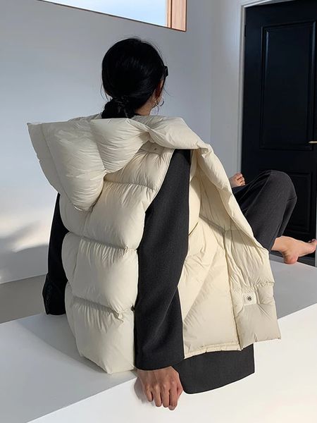 women's vests women down vest warm hooded sleeveless jacket loose fluffy waistcoat casual outwear female winter 90 white duck down vest, Black;white
women's vests women down vest warm hooded sleeveless jacket loose fluffy waistcoat casual outwear female winter 90 white duck down vest, Black;white