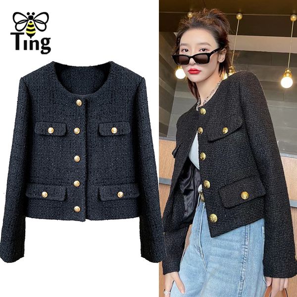 wo tingfly designer fashion button single breasted short jacke coat women vintage elegant tweed black cosaco outerwear traf, Black;brown
wo tingfly designer fashion button single breasted short jacke coat women vintage elegant tweed black cosaco outerwear traf, Black;brown