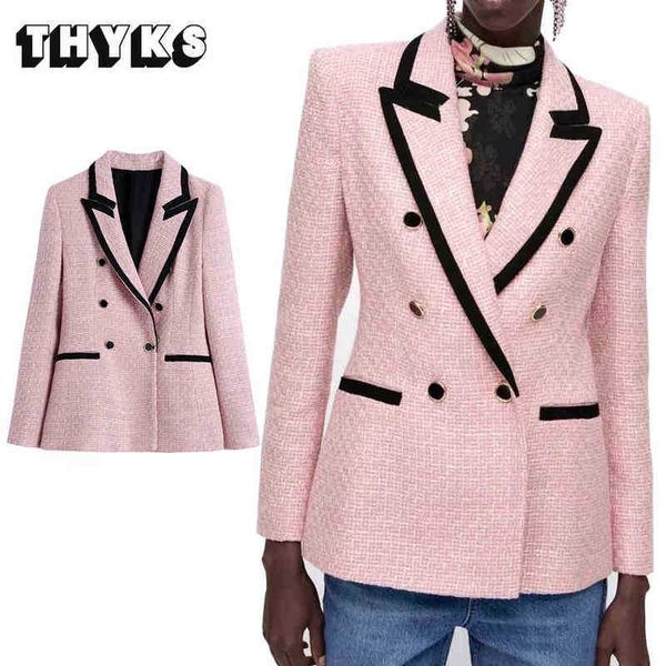 pink tweed blazer jacket doublebreasted patch pockets balck trimming elegant office suit for ladies za 2022 women fall jacket j220813, White;black
pink tweed blazer jacket doublebreasted patch pockets balck trimming elegant office suit for ladies za 2022 women fall jacket j220813, White;black