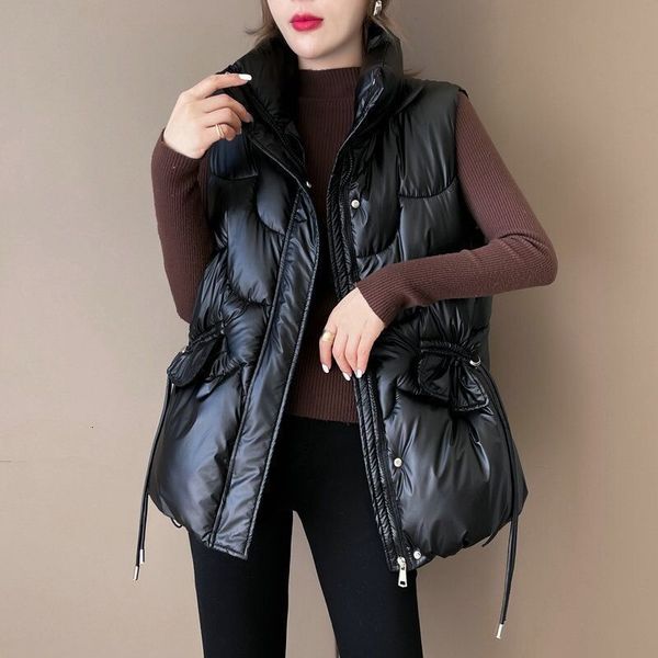 women's vests women stand collar short vest bright down cotton padded jacket sleeveless female winter waistcoat coat drawstring vest 22, Black;white
women's vests women stand collar short vest bright down cotton padded jacket sleeveless female winter waistcoat coat drawstring vest 22, Black;white
