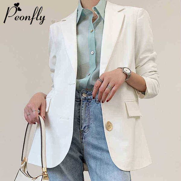 peonfly fashion women white blazer long sleeves korean style loose female blazer office ladies 2022 new arrival autumn outfit j220813, White;black
peonfly fashion women white blazer long sleeves korean style loose female blazer office ladies 2022 new arrival autumn outfit j220813, White;black