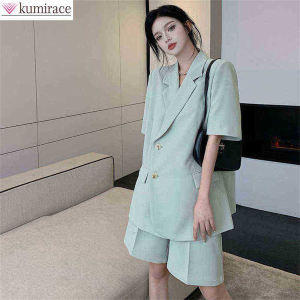 elegant women pants suit female office tracksuit blazer summer thin casual loose short sleeve jacket shorts two piece set j220813, White;black
elegant women pants suit female office tracksuit blazer summer thin casual loose short sleeve jacket shorts two piece set j220813, White;black