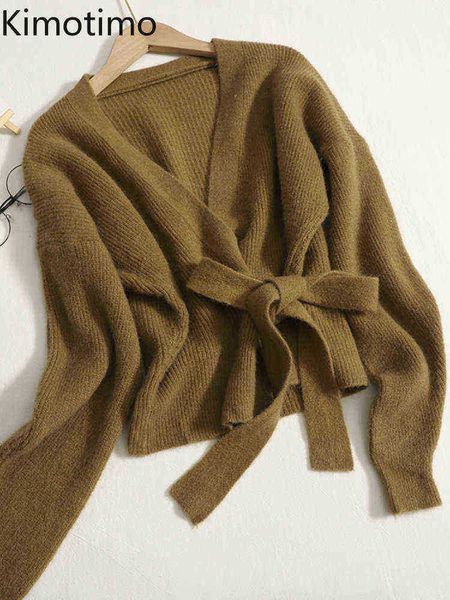 women's sweaters kimotimo bandage long sleeve sweater coat women 2022 autumn winter v neck solid knitwear french retro all match loose, White;black
women's sweaters kimotimo bandage long sleeve sweater coat women 2022 autumn winter v neck solid knitwear french retro all match loose, White;black