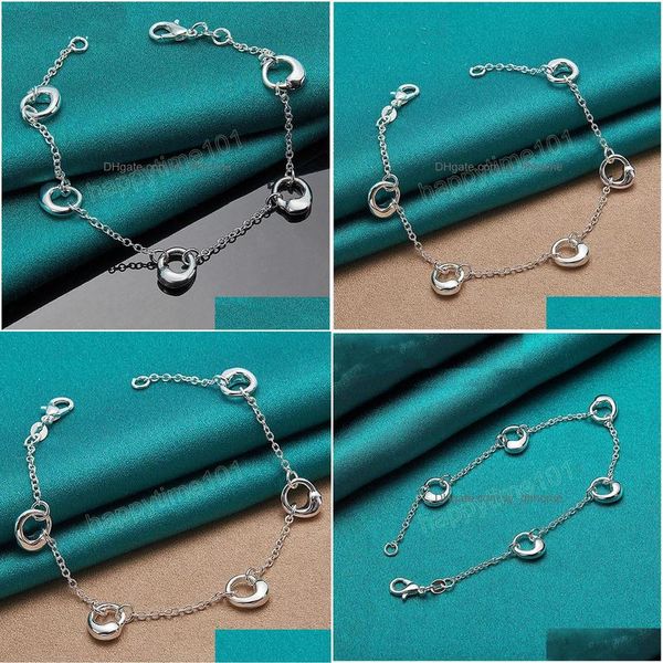 charm bracelets 925 sterling sier five water drop/raindrop chain bracelet for women fashion charm wedding engagement party jewelry d dhkqv, Golden;silver