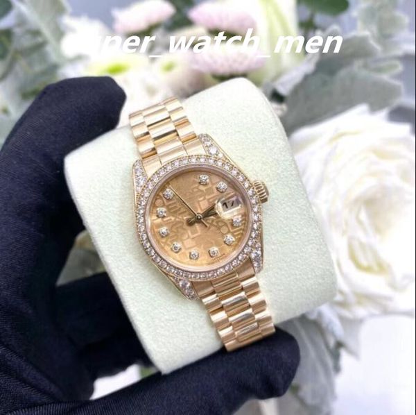 women's watch automatic mechanical 179158 18k yellow gold champagne diamond dial bezel 26mm lady watches with box/papers sapphire divin, Slivery;brown
women's watch automatic mechanical 179158 18k yellow gold champagne diamond dial bezel 26mm lady watches with box/papers sapphire divin, Slivery;brown