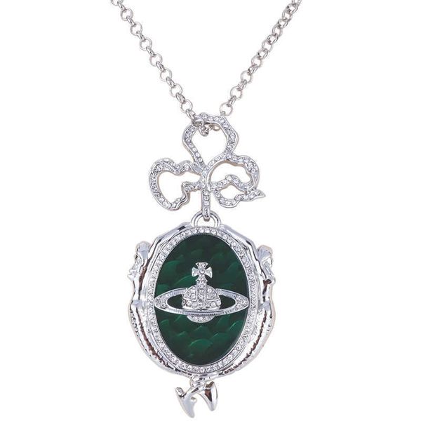 designer necklace vivian empress dowager saturn pearl high version mermaid full of diamonds green medal pendant high sense, Silver
designer necklace vivian empress dowager saturn pearl high version mermaid full of diamonds green medal pendant high sense, Silver