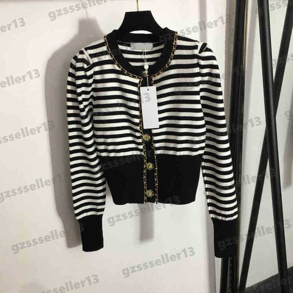cardigan women sweaters cnl custom diamond logo button sweater chain decorative striped knit cardigans designer womens clothing, White;black
cardigan women sweaters cnl custom diamond logo button sweater chain decorative striped knit cardigans designer womens clothing, White;black