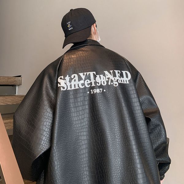 mens leather faux privathinker loose jackets turn down collar fashion coats letter graphic autumn winter male brand outerwear 221129, Black
mens leather faux privathinker loose jackets turn down collar fashion coats letter graphic autumn winter male brand outerwear 221129, Black