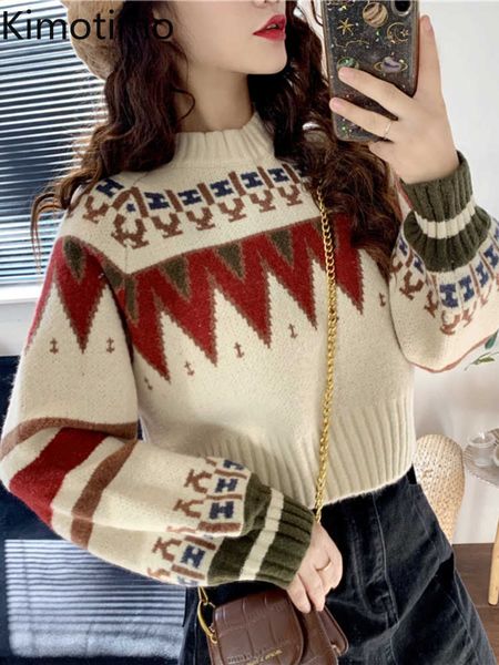 women's sweaters kimotimo retro jacquard sweater female 2022 autumn winter long sleeves women sweater korean chic short lazy christmas, White;black
women's sweaters kimotimo retro jacquard sweater female 2022 autumn winter long sleeves women sweater korean chic short lazy christmas, White;black