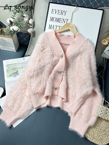 women's knits tees mohair sweater cardigan butterfly shiny button knitted coats autumn winter sweet thicken neck short jackets 221128, White
women's knits tees mohair sweater cardigan butterfly shiny button knitted coats autumn winter sweet thicken neck short jackets 221128, White
