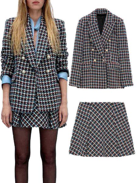 za winter new female european and american style highquality doublebreasted allcompetition casual suit jacket high waist mini skirt j220813, White;black
za winter new female european and american style highquality doublebreasted allcompetition casual suit jacket high waist mini skirt j220813, White;black