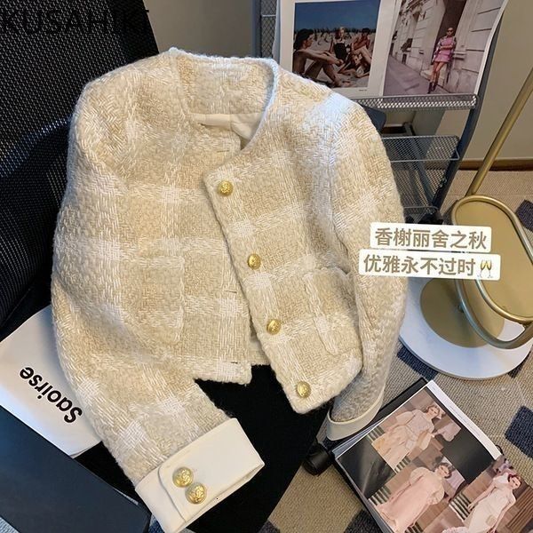 wo kusahiki fashion contrast color short women jacket autumn winter tweed coat elegant korean style outwear female 221129, Black;brown
wo kusahiki fashion contrast color short women jacket autumn winter tweed coat elegant korean style outwear female 221129, Black;brown