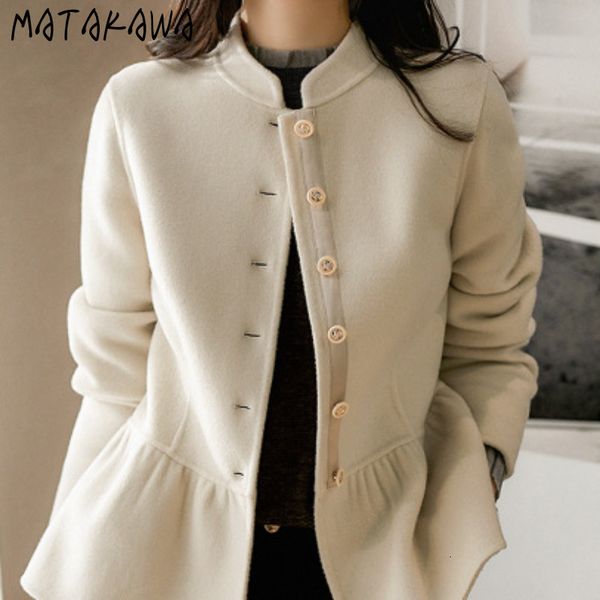 wo matakawa ruffles autumn winter women solid elegant vintage woolen japan style simple coats sweet buttons chaqueta mujer 221129, Black;brown
wo matakawa ruffles autumn winter women solid elegant vintage woolen japan style simple coats sweet buttons chaqueta mujer 221129, Black;brown