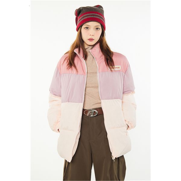 women's down parkas women pink down jacket stand collar splicing color contrast fashion thicken warm feather duck down female puffer wi, Black
women's down parkas women pink down jacket stand collar splicing color contrast fashion thicken warm feather duck down female puffer wi, Black