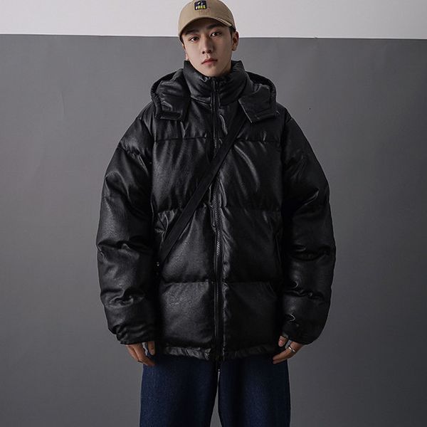 mens down parkas men japanese streetwear leather puffer jacket hip hop black winter bubble jackets coats couple korean parka 221129
mens down parkas men japanese streetwear leather puffer jacket hip hop black winter bubble jackets coats couple korean parka 221129