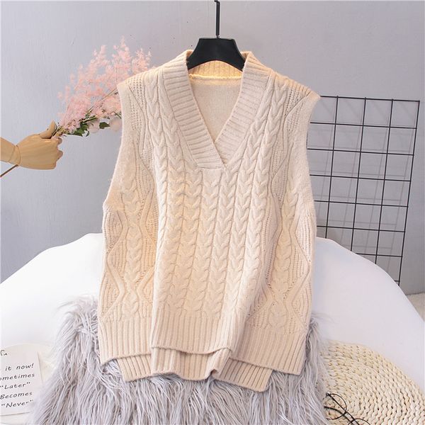 women's vests women twist pullover sweater autumn winter loose net black beige v-neck waistcoat korean ladies wool knitted 221129, Black;white
women's vests women twist pullover sweater autumn winter loose net black beige v-neck waistcoat korean ladies wool knitted 221129, Black;white