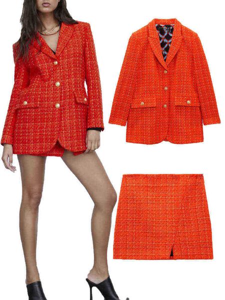 za autumn new women clothes contrast stitching printed lining slimfit blazer and highwaist printed lining mini skirt suit j220813, White;black
za autumn new women clothes contrast stitching printed lining slimfit blazer and highwaist printed lining mini skirt suit j220813, White;black