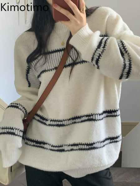 women's sweaters kimotimo striped lazy knitted sweater women french temperament loose ohals sweater autumn winter long sleeves casual s, White;black
women's sweaters kimotimo striped lazy knitted sweater women french temperament loose ohals sweater autumn winter long sleeves casual s, White;black
