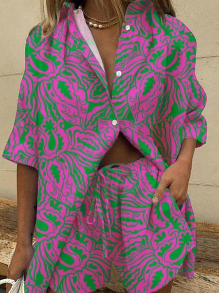 women's two piece pants print shirt shorts two piece set women elegant short sleeve lapel shirts and high waist mini shorts suit female, White
women's two piece pants print shirt shorts two piece set women elegant short sleeve lapel shirts and high waist mini shorts suit female, White