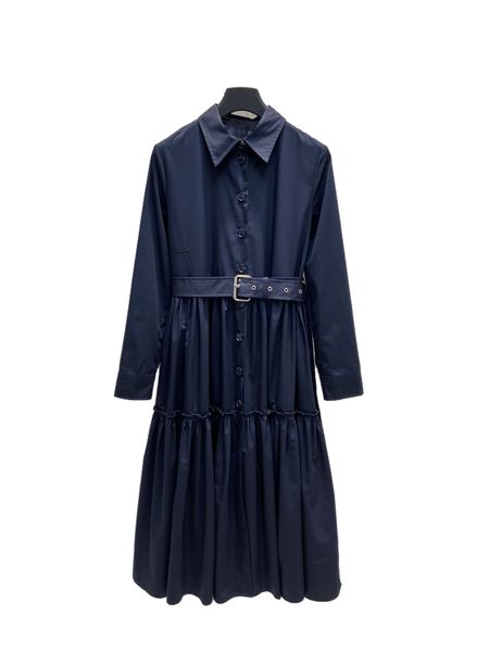 early spring new pleated small lapel shirt style large skirt dress, Black;gray
early spring new pleated small lapel shirt style large skirt dress, Black;gray