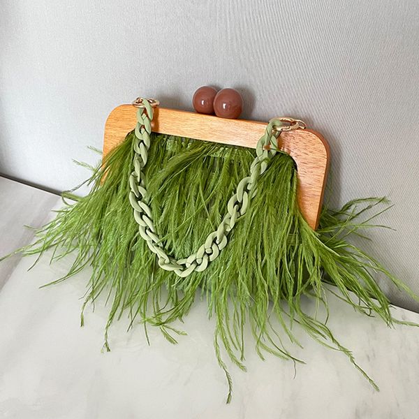 evening bags luxury ostrich feather handbag women retro wooden purse colorful acrylic chain party clutches ladies messenger bag 221128
evening bags luxury ostrich feather handbag women retro wooden purse colorful acrylic chain party clutches ladies messenger bag 221128
