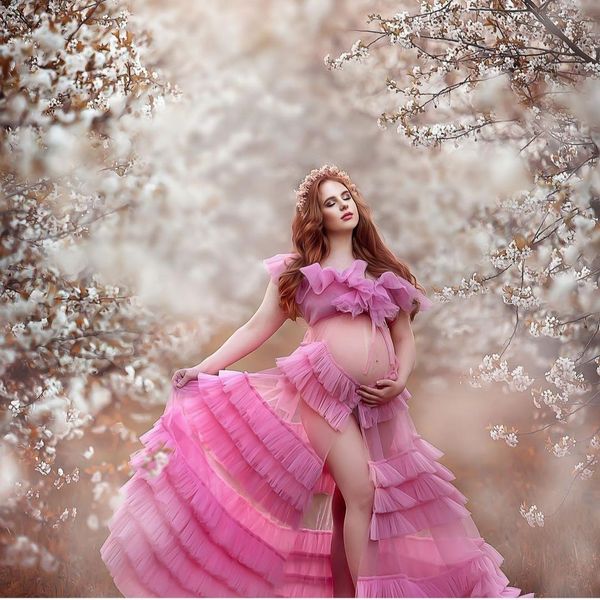 see thru pink tulle maternity dress tiered ruffles prom dresses made to order sleeveless party robes for pshoot, Black
see thru pink tulle maternity dress tiered ruffles prom dresses made to order sleeveless party robes for pshoot, Black