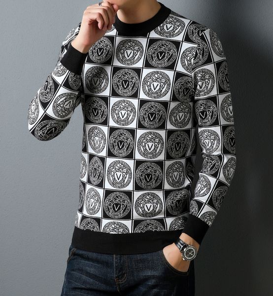 men's sweaters fashion trend men's sweater round neckjacquard long sleeved knitted autumn korean style casual pullover 221128, White;black
men's sweaters fashion trend men's sweater round neckjacquard long sleeved knitted autumn korean style casual pullover 221128, White;black