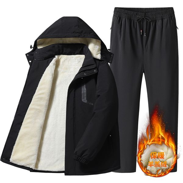men's tracksuits winter men's two piece casual set cashmere thickened lamb fleece outwear windbreaker warm coatssweatpants camping, Gray
men's tracksuits winter men's two piece casual set cashmere thickened lamb fleece outwear windbreaker warm coatssweatpants camping, Gray
