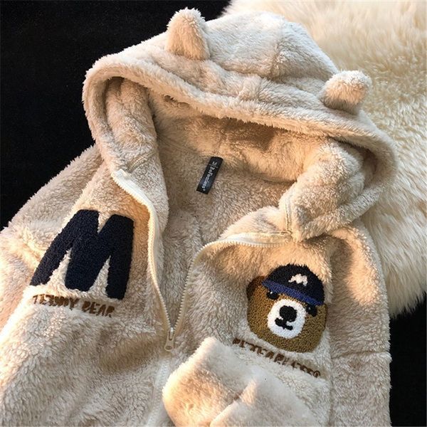 women's hoodies sweatshirts winter thick lamb wool zipper women hooded bear embroidery japanese kawaii loose coat jackets female 221129, Black
women's hoodies sweatshirts winter thick lamb wool zipper women hooded bear embroidery japanese kawaii loose coat jackets female 221129, Black