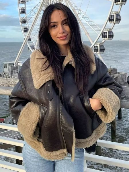 wo traf women winter fashion thick warm lambhair coats vintage long sleeve zipper jacket coat 221129, Black;brown
wo traf women winter fashion thick warm lambhair coats vintage long sleeve zipper jacket coat 221129, Black;brown