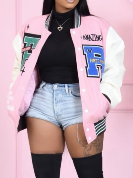 wo lw plus size letter print jacket autumn winter fashion bomber for women streetwear baseball oversized coat 221129, Black;brown
wo lw plus size letter print jacket autumn winter fashion bomber for women streetwear baseball oversized coat 221129, Black;brown