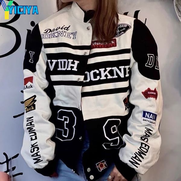 wo yiciya bomber woman varsity jackte american baseball fashion brand racing car jacket embroidered couple's hip hop coat 221129, Black;brown
wo yiciya bomber woman varsity jackte american baseball fashion brand racing car jacket embroidered couple's hip hop coat 221129, Black;brown