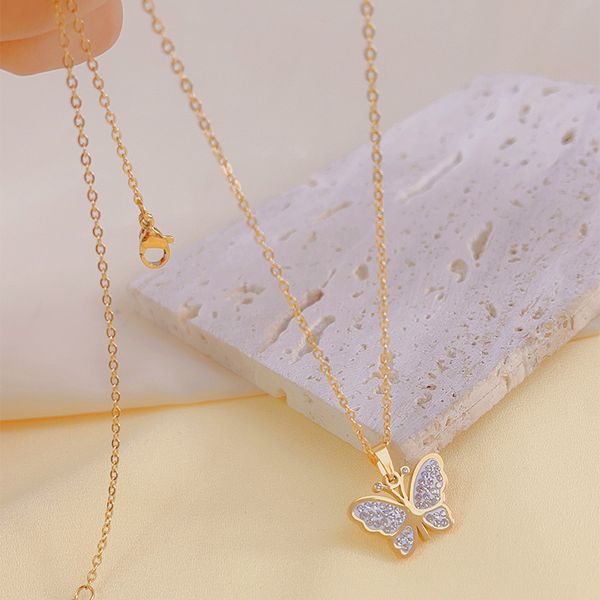 europe and the united states pendant necklaces cross-border titanium stainless steel cut necklace 18k butterfly pendant collarbone chain acc, Silver
europe and the united states pendant necklaces cross-border titanium stainless steel cut necklace 18k butterfly pendant collarbone chain acc, Silver