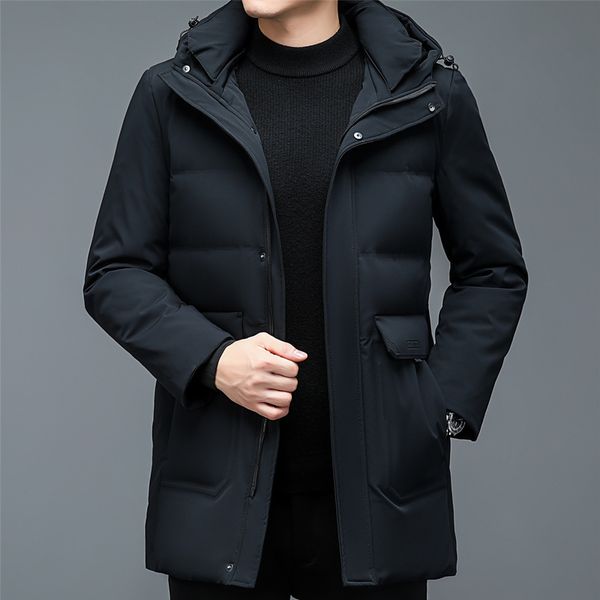men s down parkas yxl 995 jacket winter thickened warm medium long hooded coat casual business 221128, Black
men s down parkas yxl 995 jacket winter thickened warm medium long hooded coat casual business 221128, Black